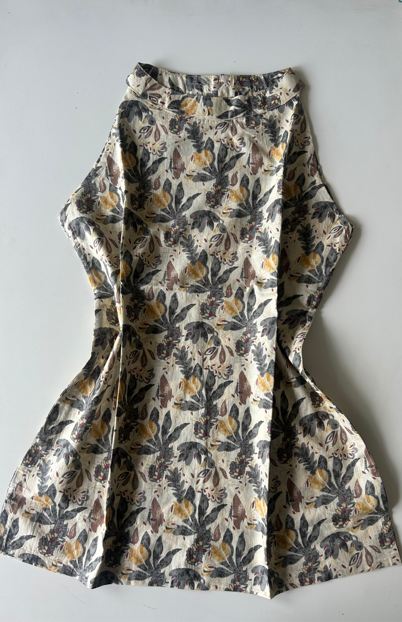 cream leaf print halter neck sleeveless top