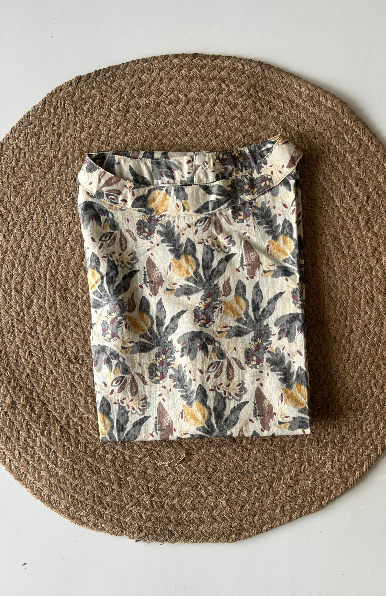cream leaf print halter neck sleeveless top