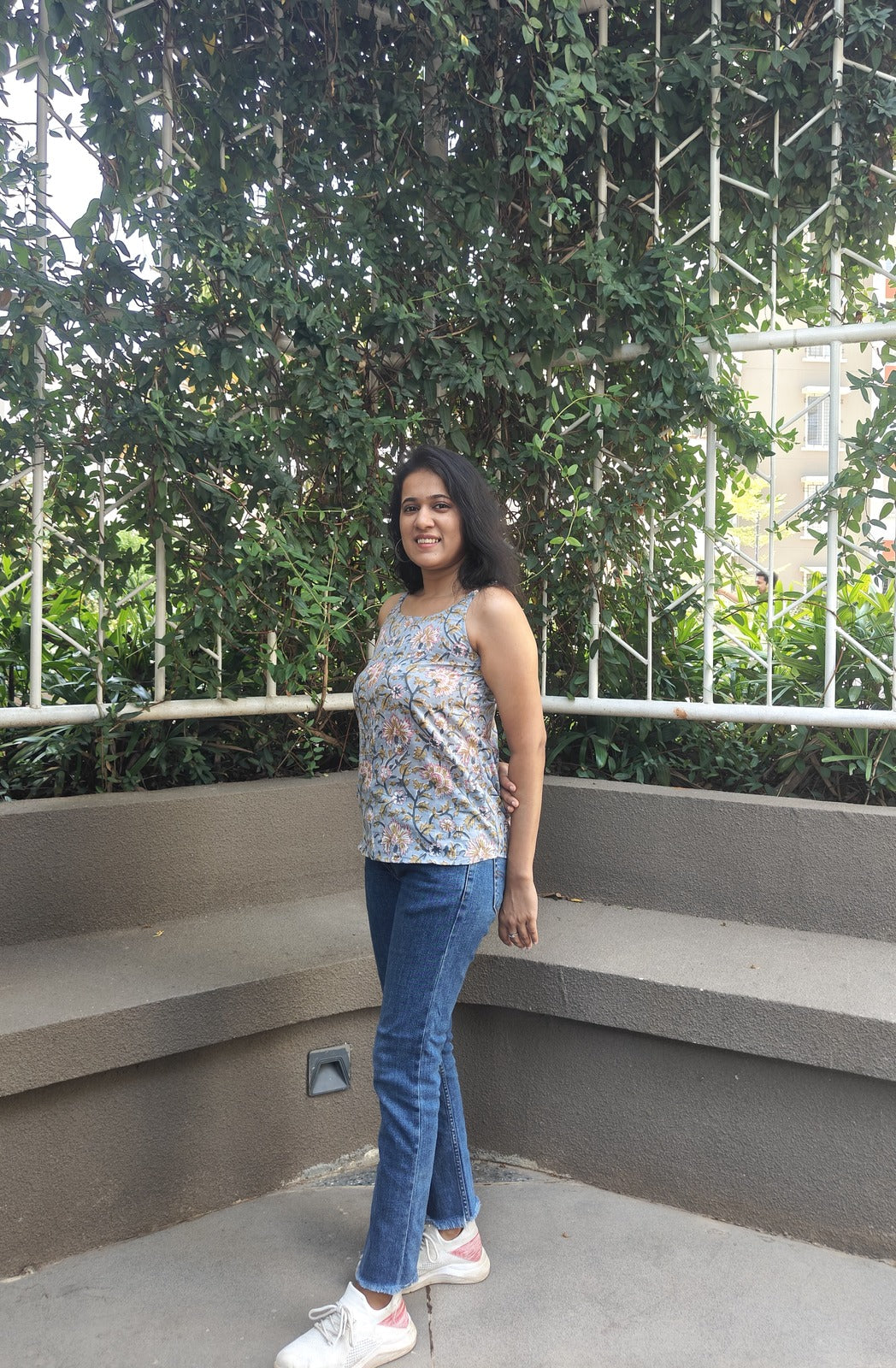 Grey Floral Printed Camisole Top