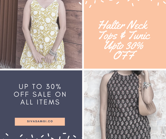 Buy Sleeveless Halter Neck tops and tunics for festivals | Sivasamgi