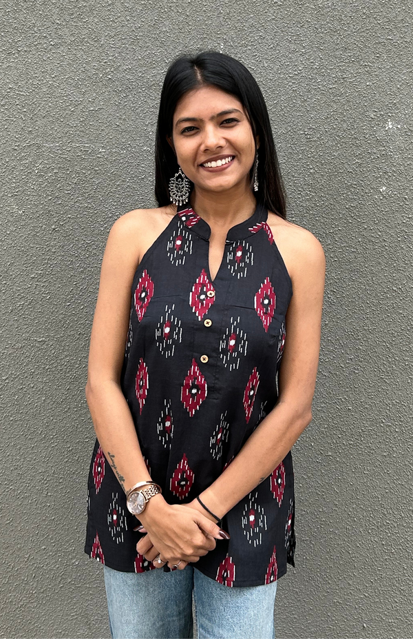 Casual Black Cotton Top