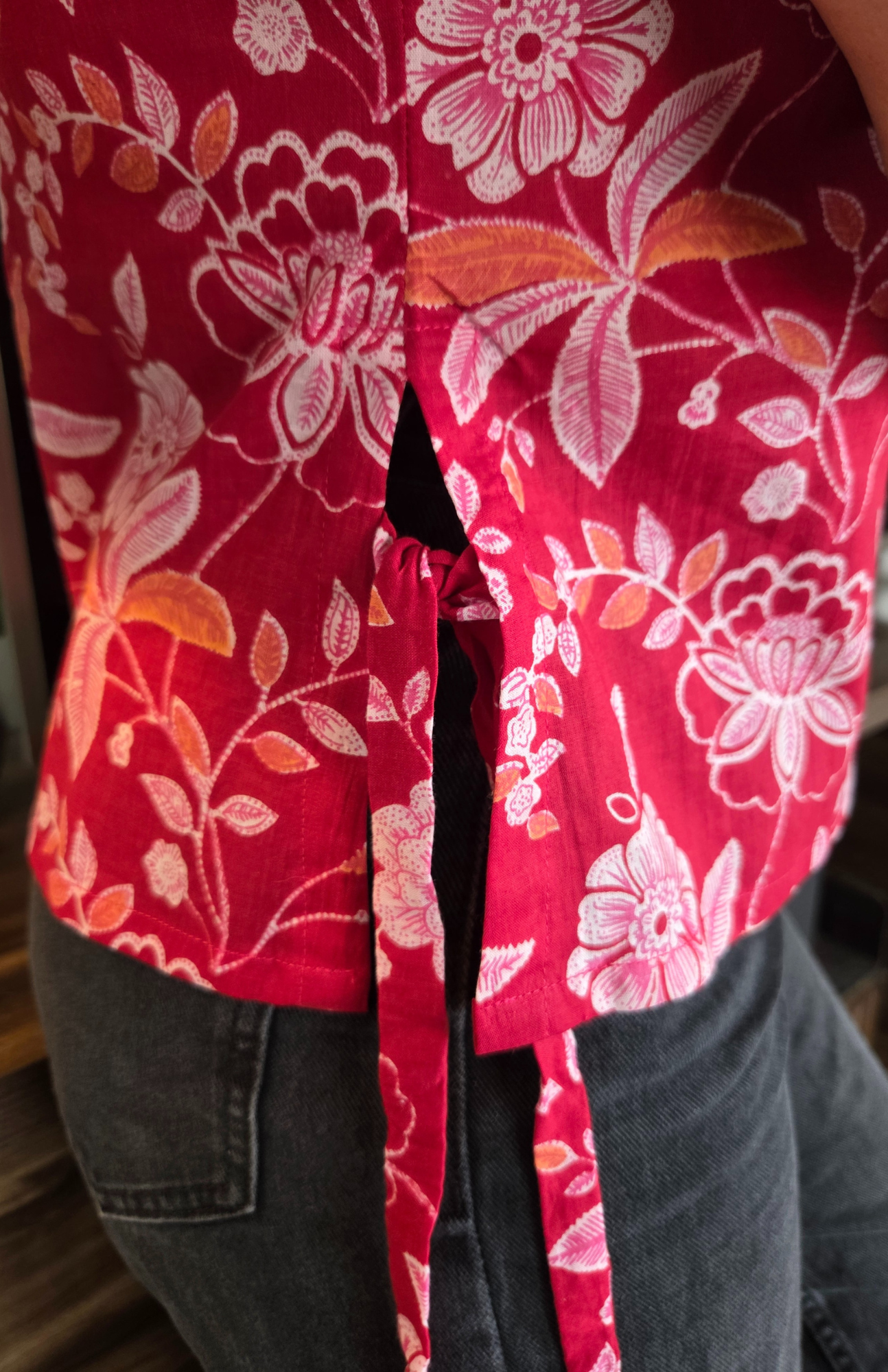 Rani Pink Boat Neck Top with side tie-up