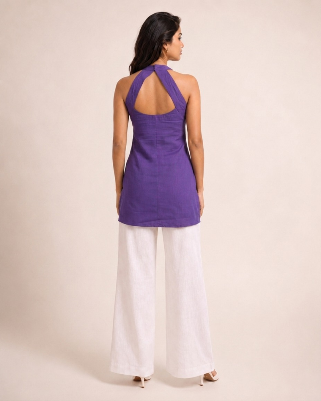 Royal Purple Halter Neck Short Kurti