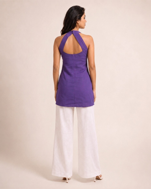 Royal Purple Halter Neck Short Kurti