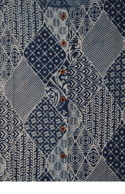 Indigo Crop Top with Hand Block Print.