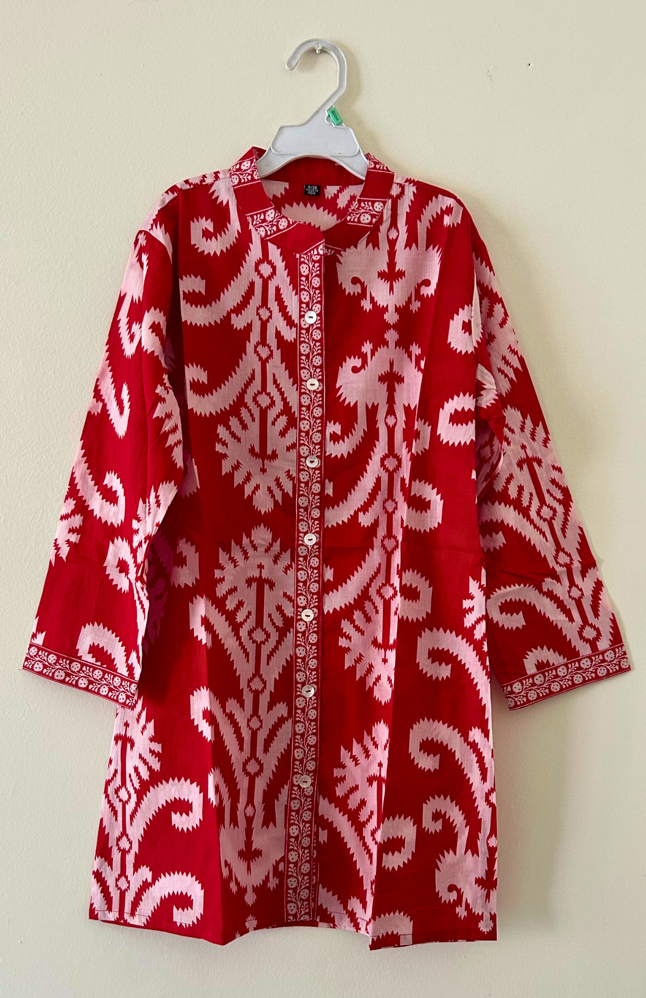 Red Ikkat Printed Long Top