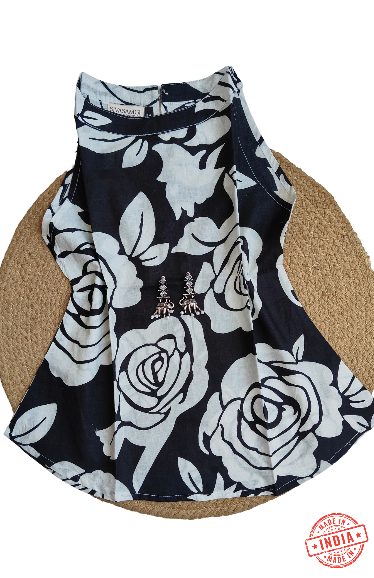 Midnight Bloom Halter Neck Short Top