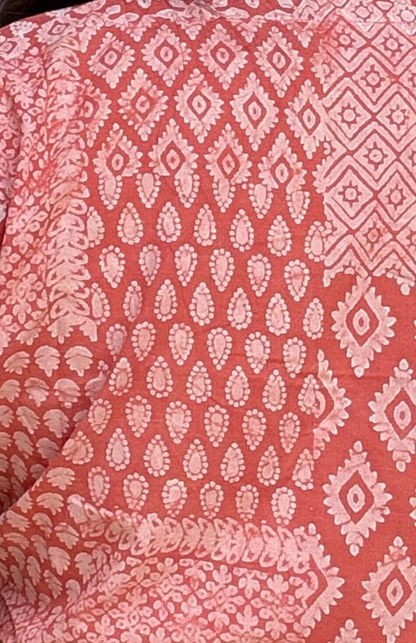 Peach Hand Block Wrap Style Short Top