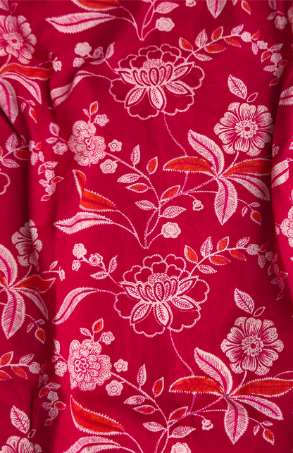 Pink Floral Cotton Halter Neck Short Kurti