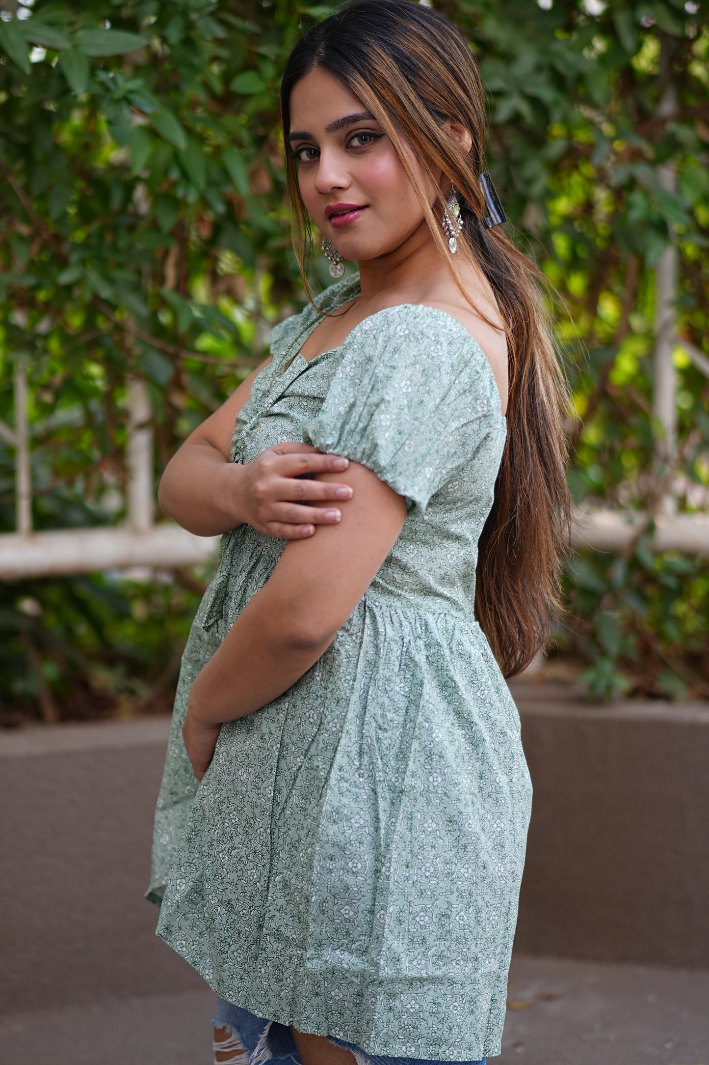 Sea Green Draw String Tunic Top