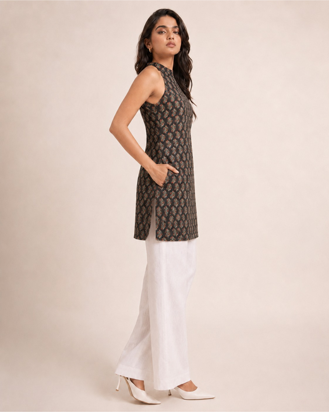 Black Short Kurti With Pocket