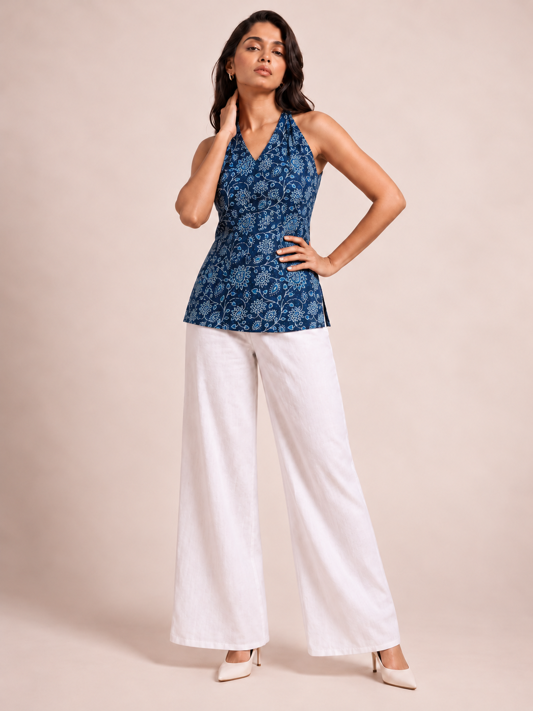 Blue Floral Halter Top