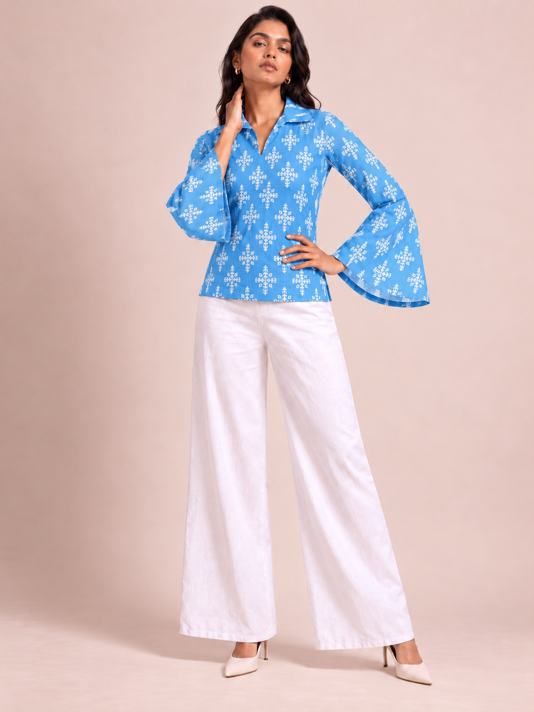 Sky Geometric Bell Top