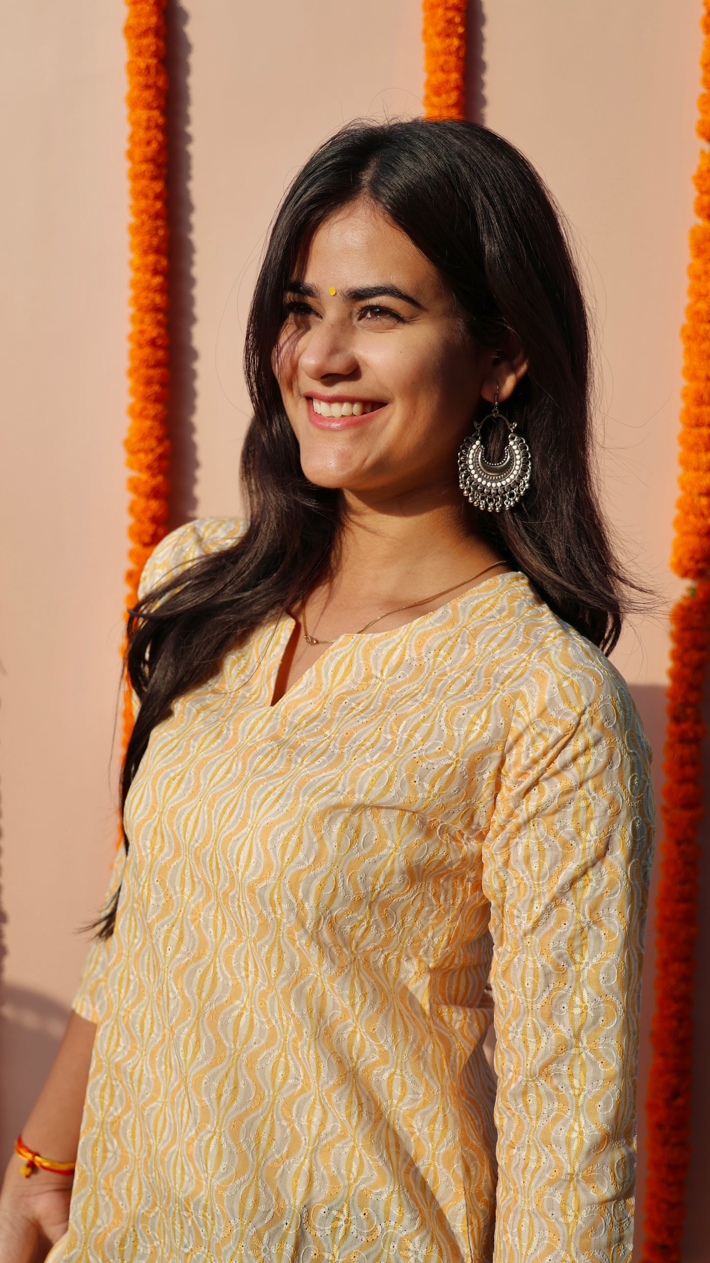 Charming Yellow & White Lucknowi Kurti