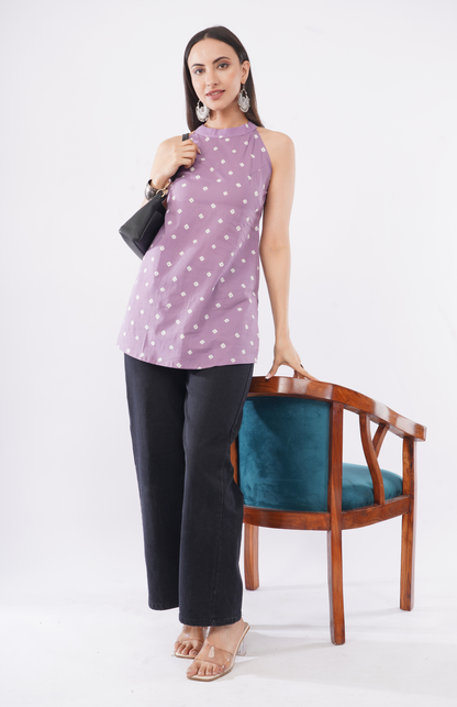 Cotton lavender short kurti
