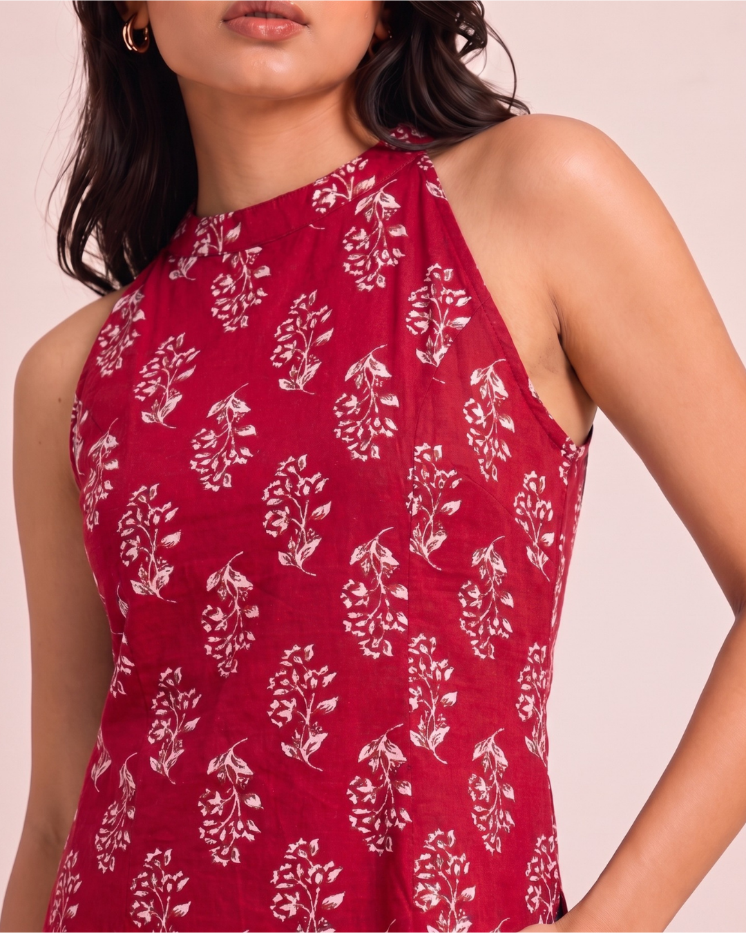 Maroon Halter Neck Office Wear Top