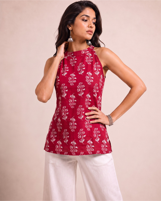 Maroon Halter Neck Top