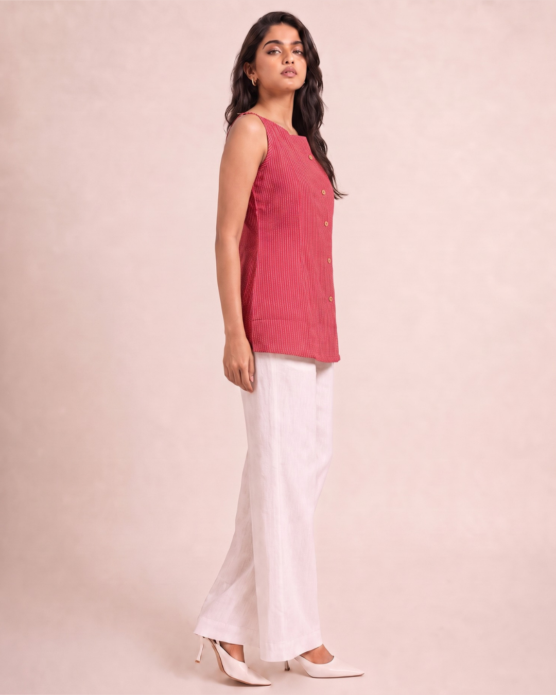 Maroon Kantha Noodles Strap Top
