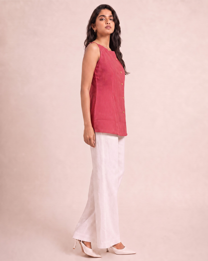 Maroon Kantha Noodles Strap Top