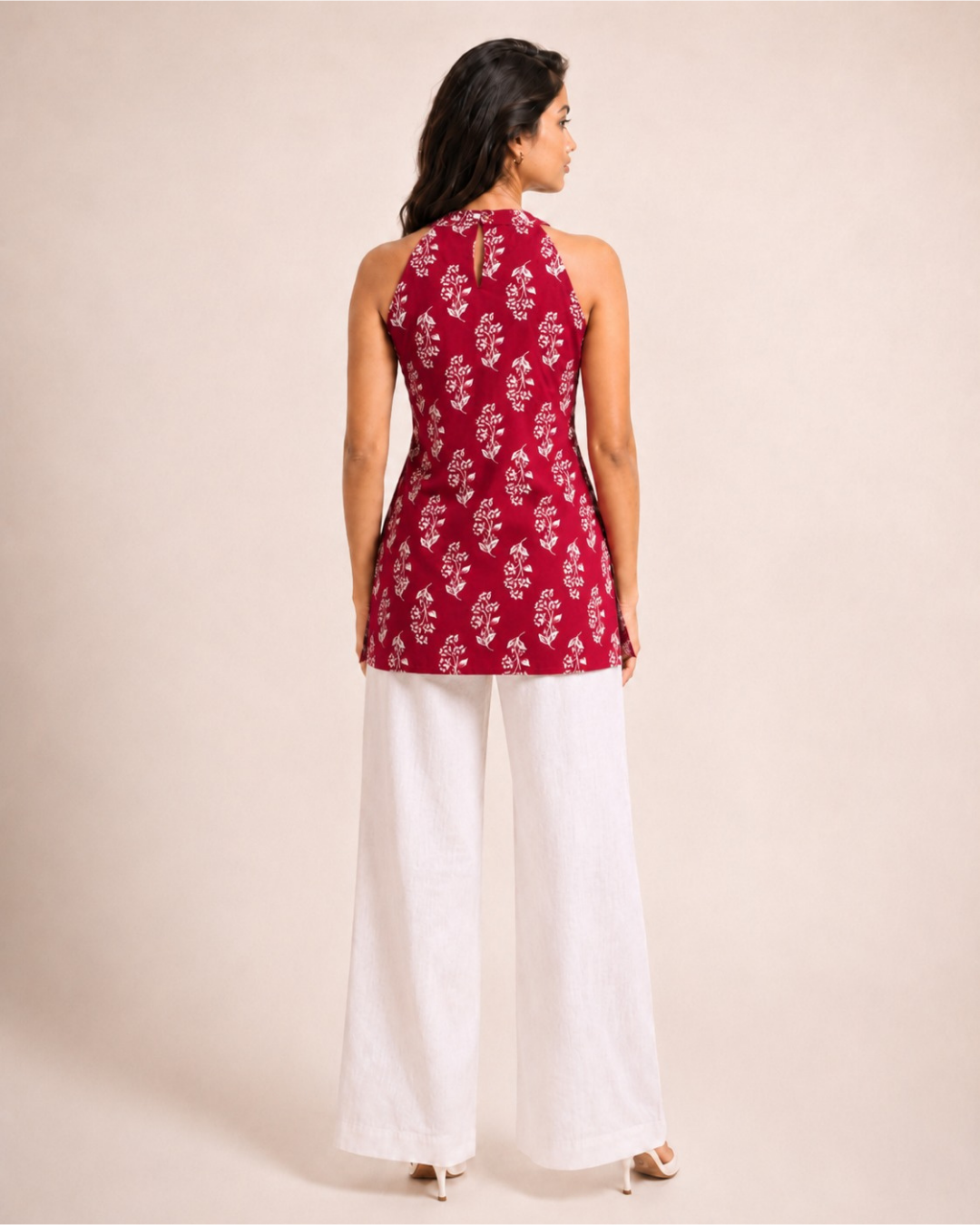 Maroon Leaf Print Top