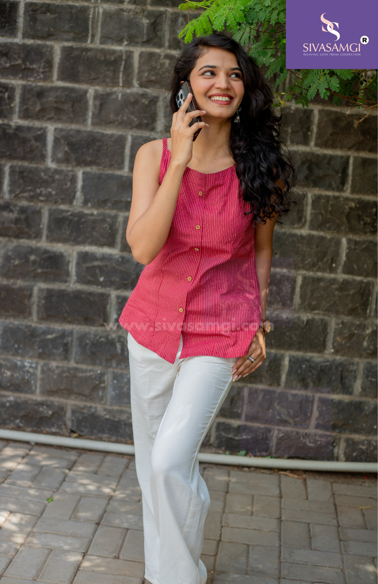 Maroon Kantha Top styled with linen Pants