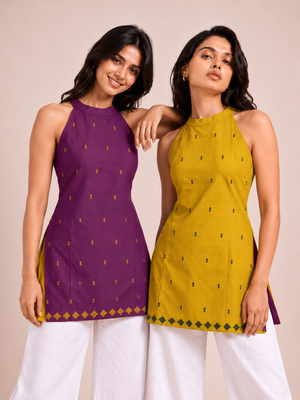 Mustard Purple Reversible Short Kurti