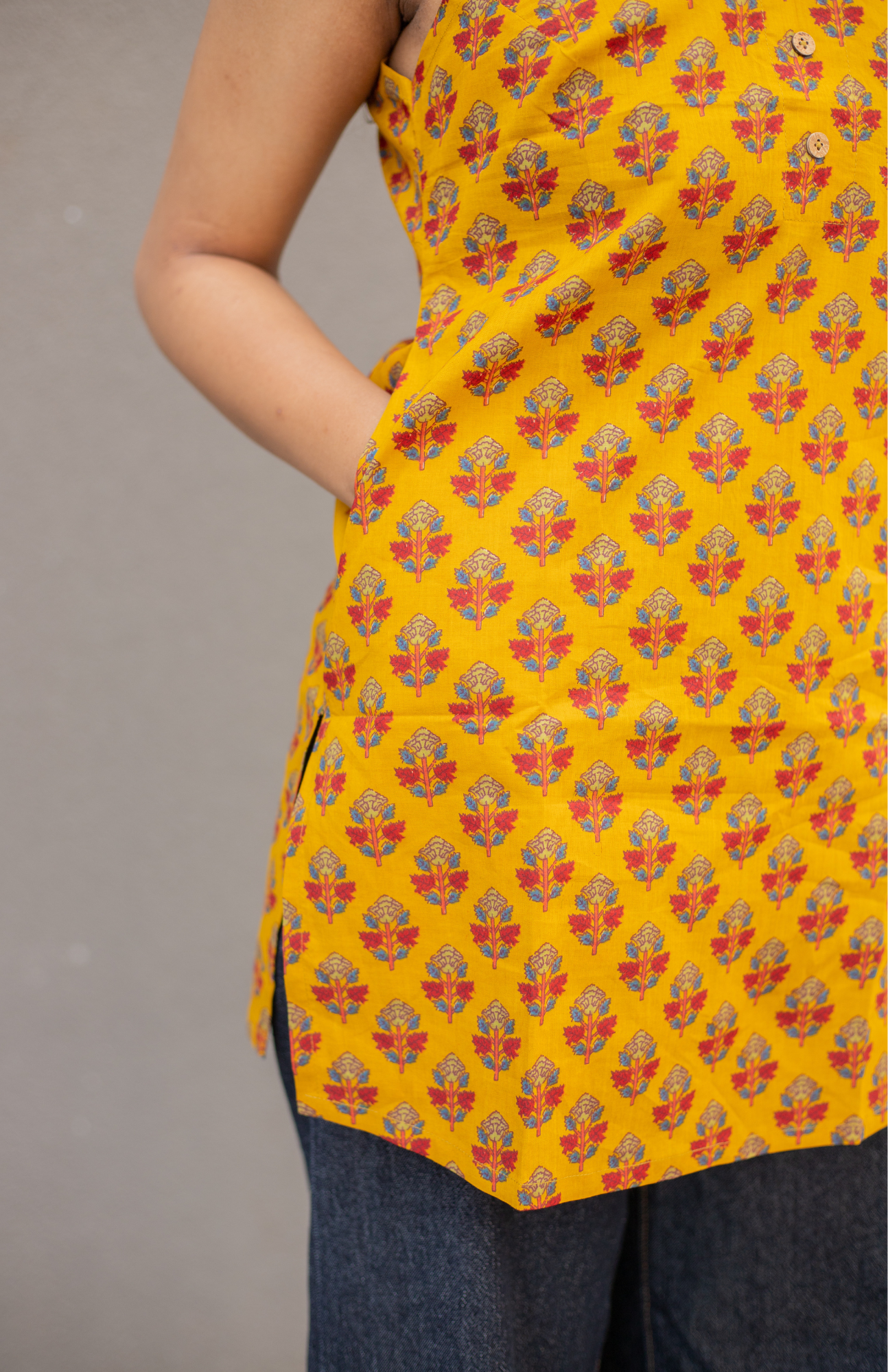 Mustard Yellow Color Short Kurti With Pocket