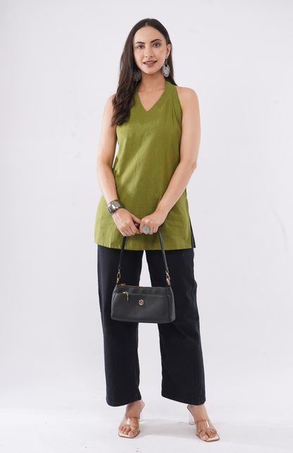 halter style cotton short kurti casual outfit
