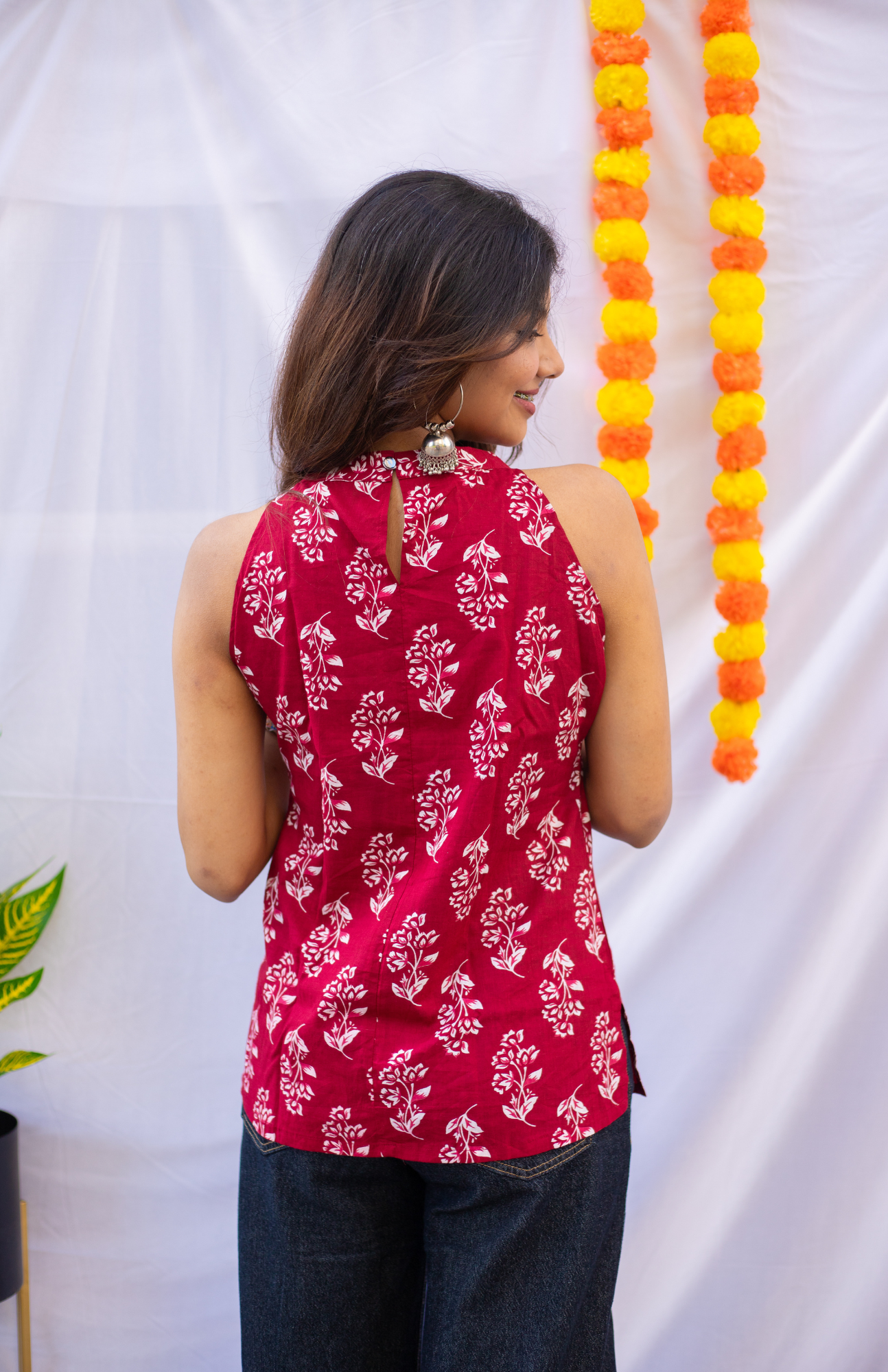 Sivasamgi maroon halter neck cotton top