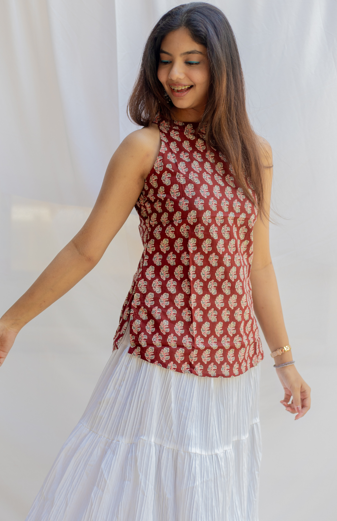 Indian textile ajrak print top