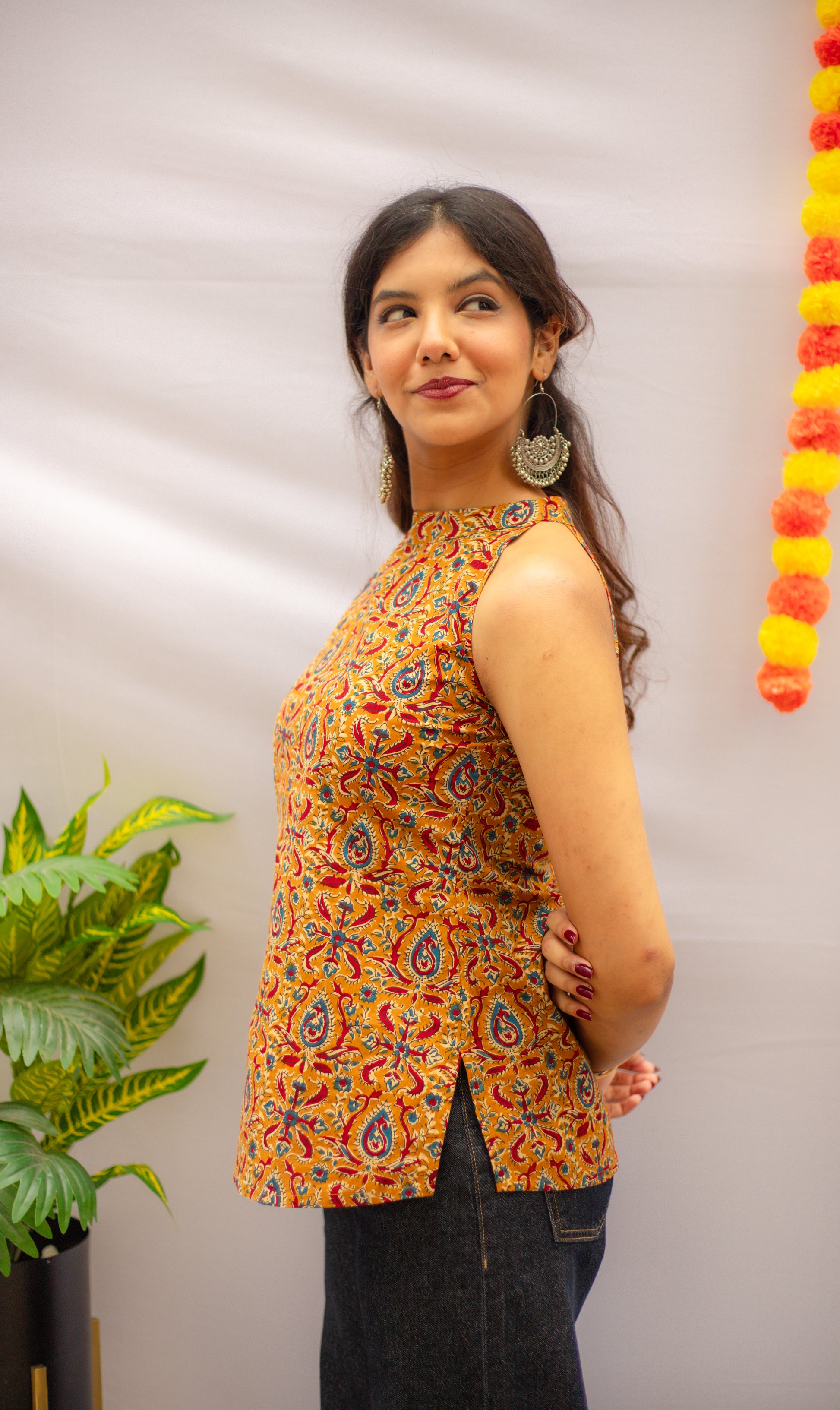 Kalamkari Halter Neck Cotton Top 