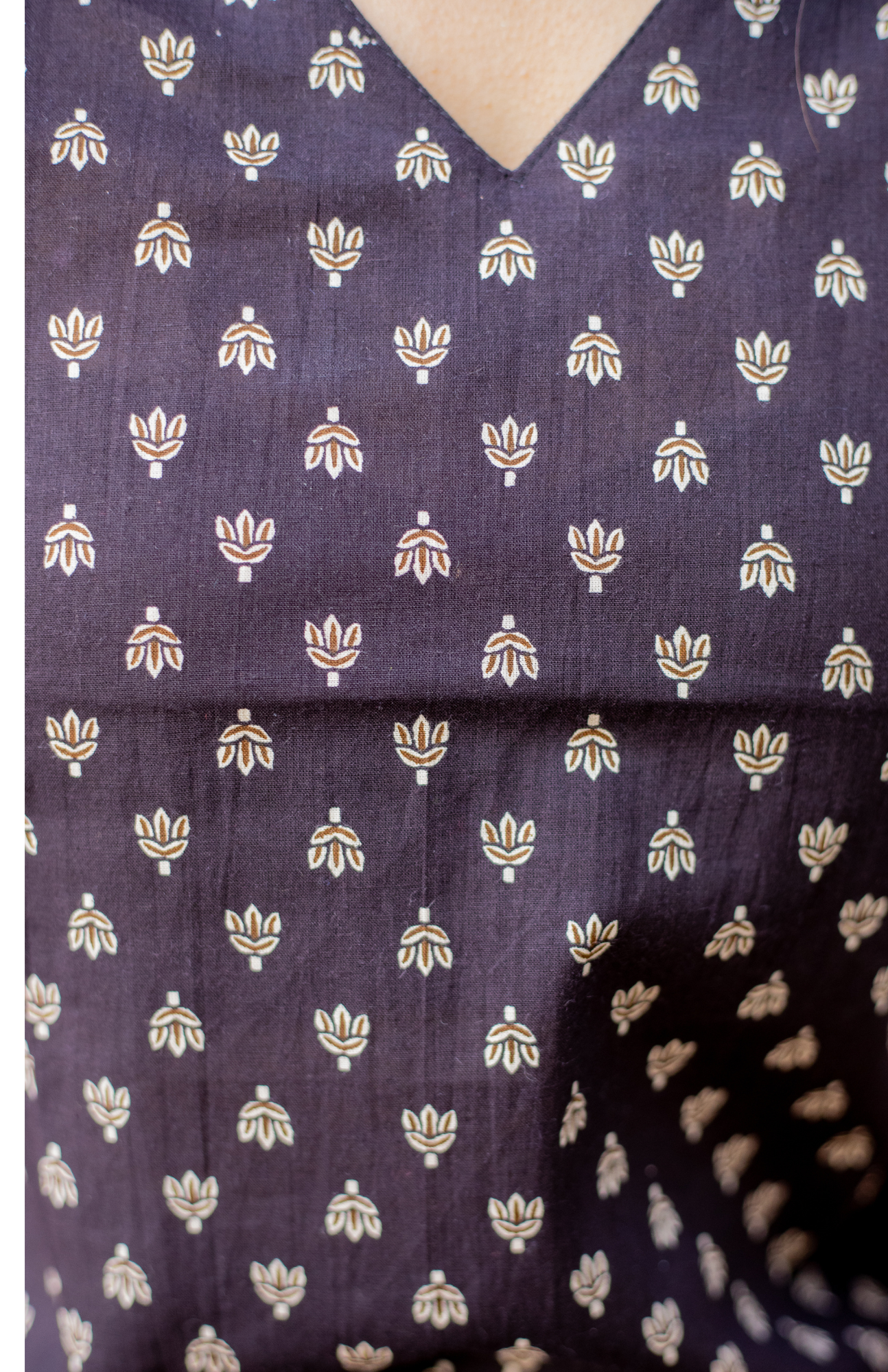 Butti Print Cotton Top with Pleats