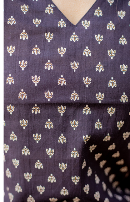 Butti Print Cotton Top with Pleats
