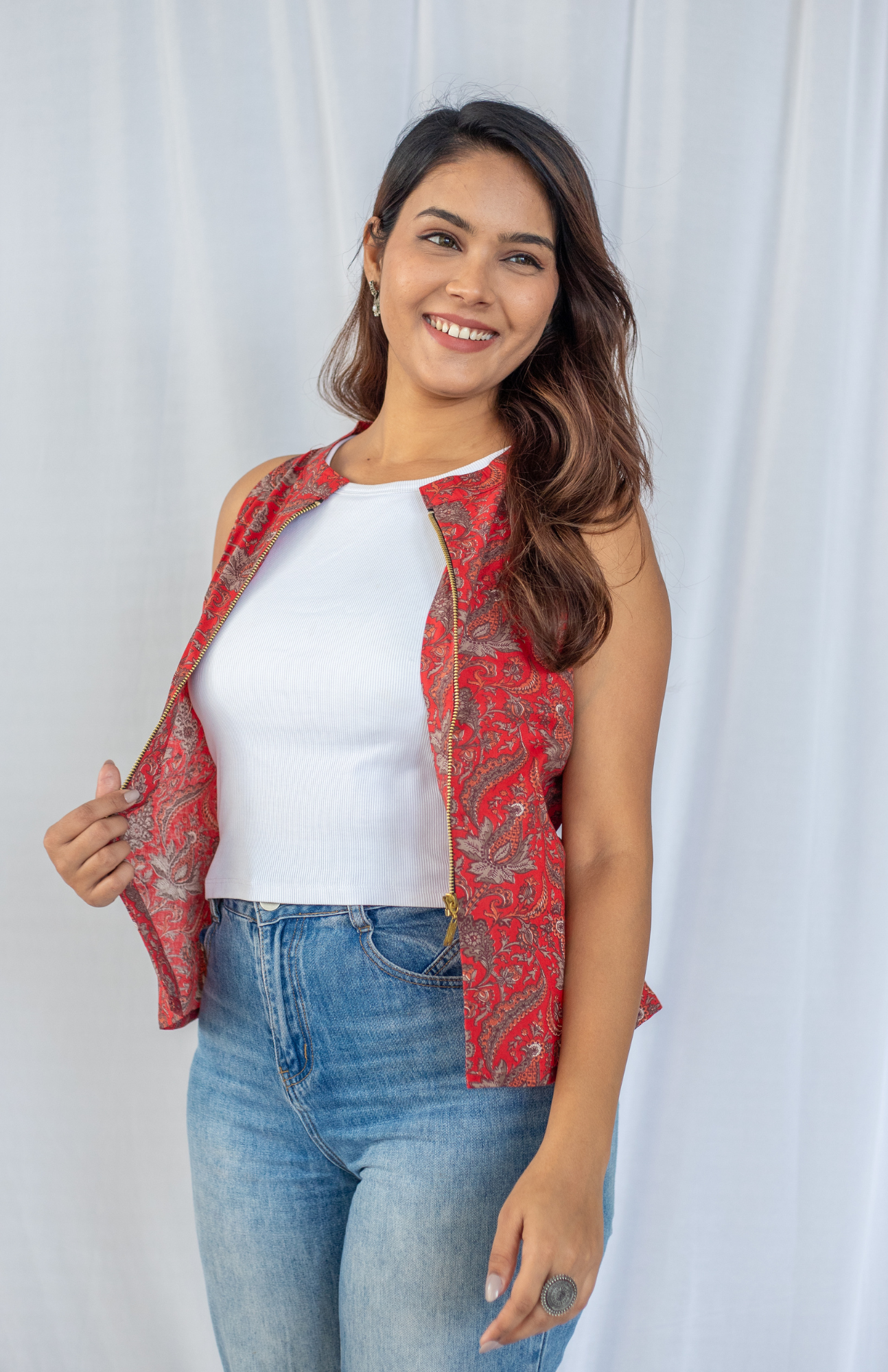 Red Kalamkari Halter Neck Top