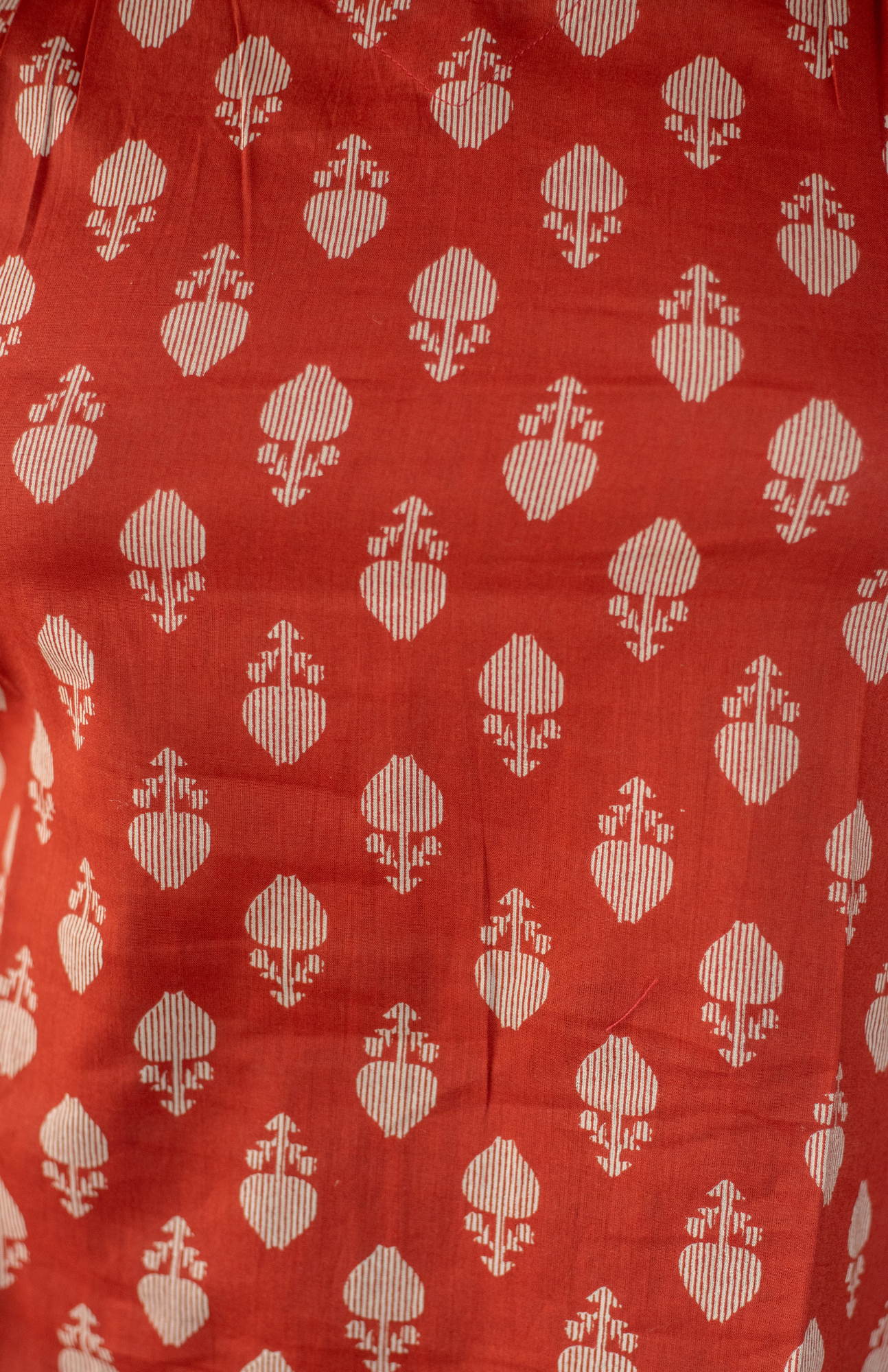 Rust Red Leaf Print V Neck Halter Neck Top