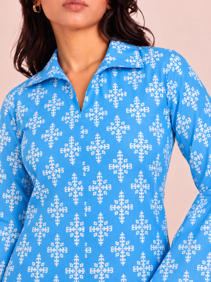 Sky Geometric Bell Top