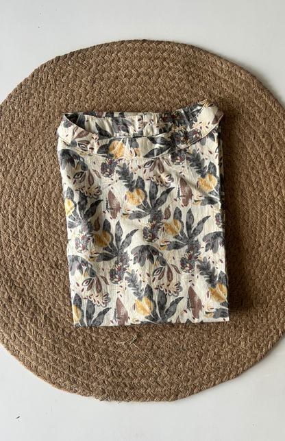 cream leaf print halter neck sleeveless top