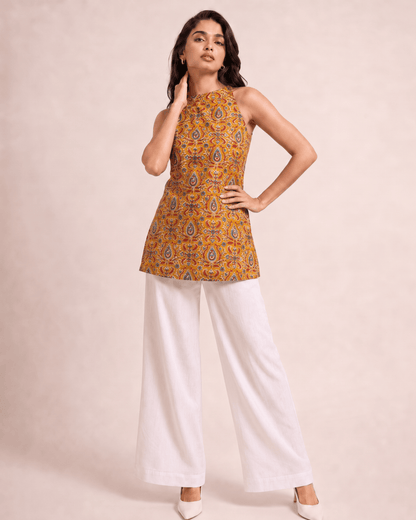Kalamkari Cotton Halter Neck Top for Women | Sivasamgi